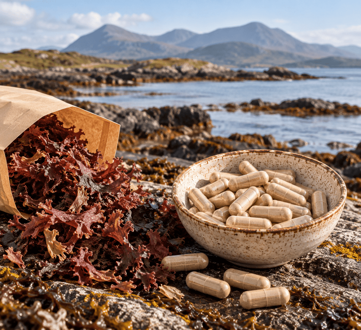 Irish Carrageen Moss (Seamoss) Capsules, Sun Bleached