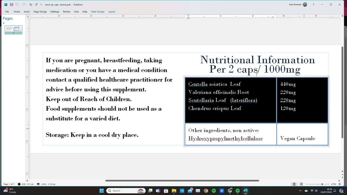 Nerve Reju. Formula (capsules)